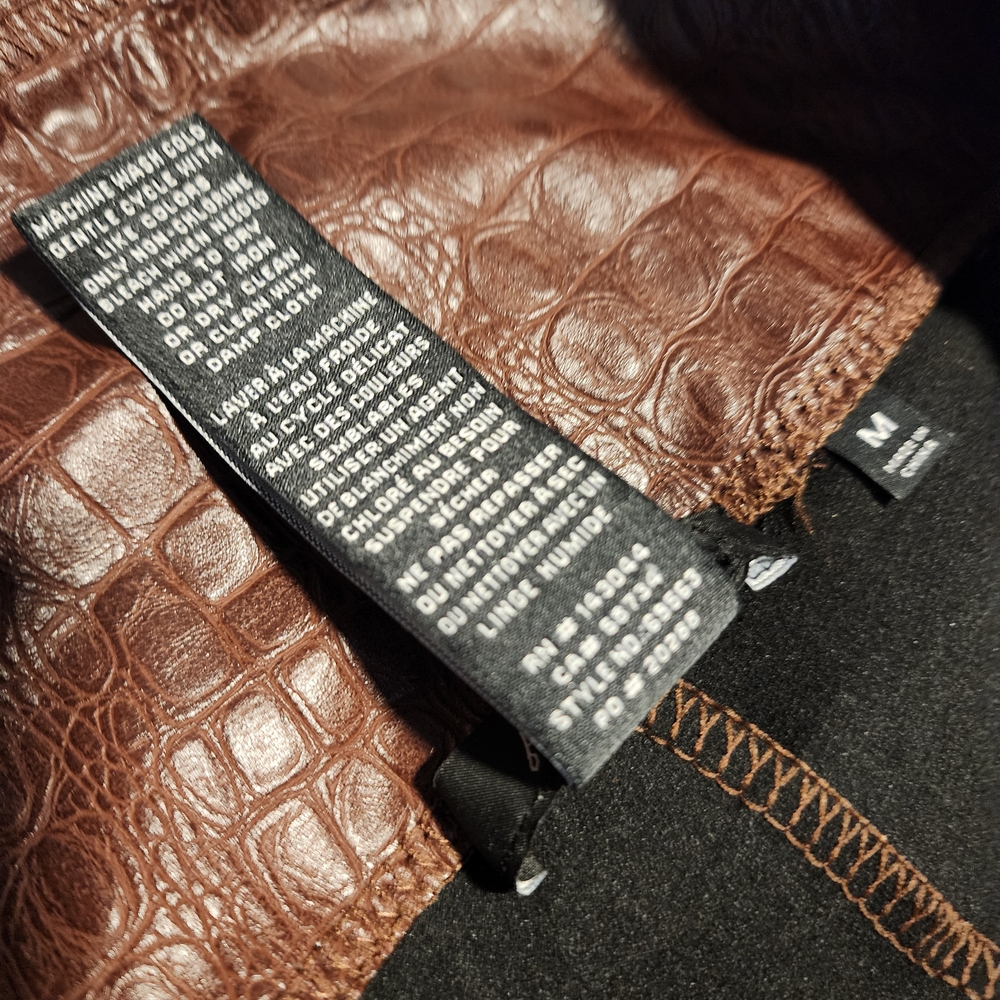 7 For All Mankind brown faux leather croc-embossed leggings - Picture 5 of 5